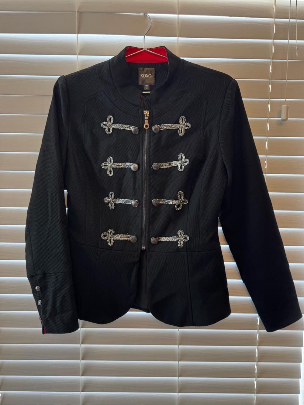 Y2K XOXO Military Marching Band Jacket Black Red M Napoleon Costume Retro